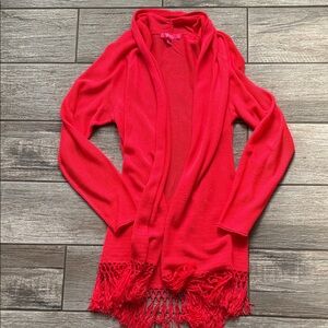 Lilly Pulitzer Vibrant Red Fringe Cardigan
